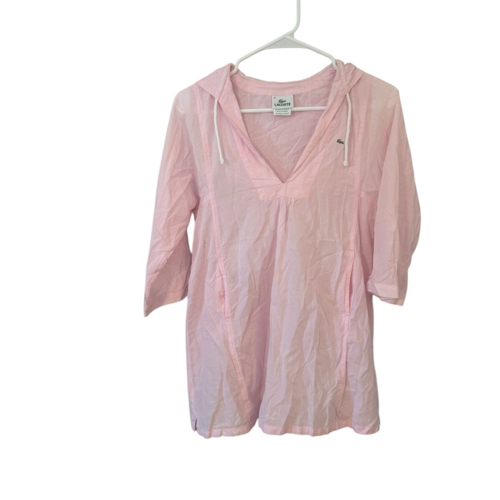 Lacoste Women's Pink Hooded V-Neck Tunic